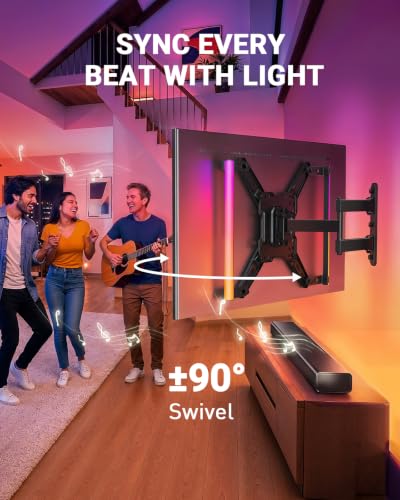 Perlegear TV Wall Mount with LED Lights for 28–65 Inch TVs up to 82 lbs - size: for 28-65 inch TVs