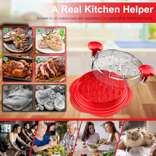 Chicken Shredder Tool Twist Large Meat Shredder with Brush&Fork, Red - color: Red