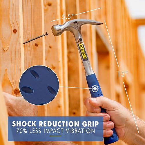 ESTWING Rip Hammer, 16oz Smooth Face, Shock Reduction Grip, E3-16S - size: 16 oz (Ounces)