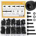 155 Pieces M6 Screws Nuts Washers Set Black, Sutemribor M6 x 8/10/12/16/20/25/30mm Hex Socket Head Cap Screws Nuts Washers Assortment Kit, 12.9 Grade Alloy Steel, Fully Threaded - size: M6 Screws Kit, style: Socket Head