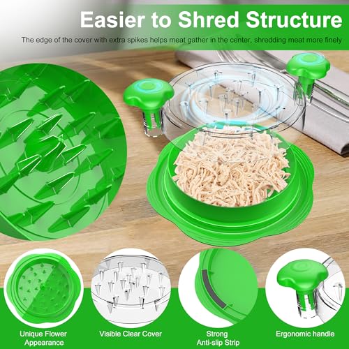 Chicken Shredder Tool Twist Large Meat Shredder with Brush&Fork, Green - color: Green
