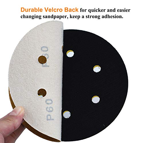 6-Inch 6-Hole Hook and Loop Gold Sanding Discs 60-Grit, 100-Pack - style: 60 Grit