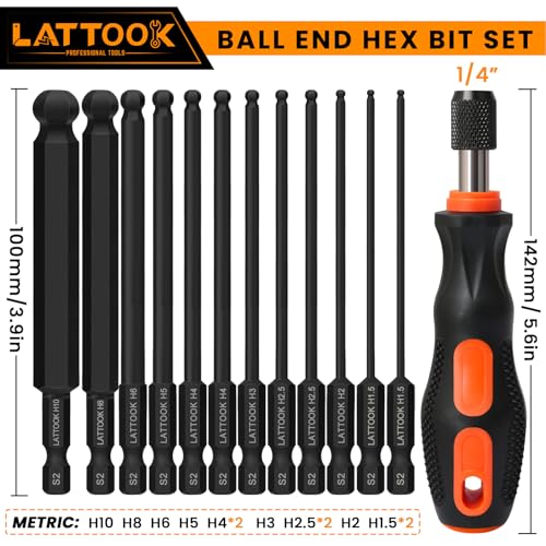 Metric Ball End Hex Bit Set with Quick Change Bit Driver - style: 12PCS Ball Hex Bits+Bit Driver