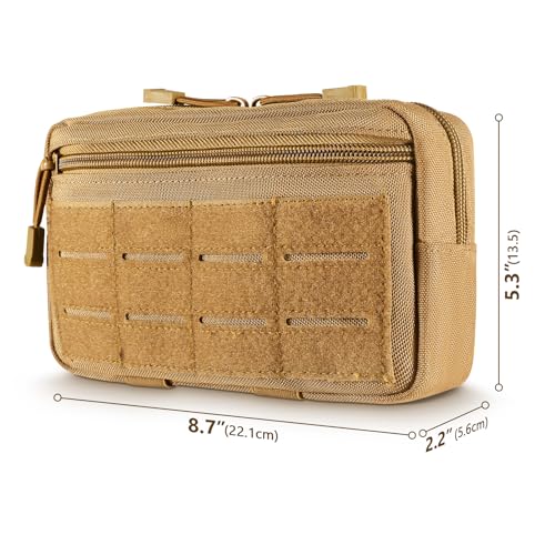 FRTKK Tactical Molle Admin Pouch Utility Laser Cut EDC Tool Pouch Bag Horizontal Modular Pouches Include US Flag Patch and Keychain - color: Orange