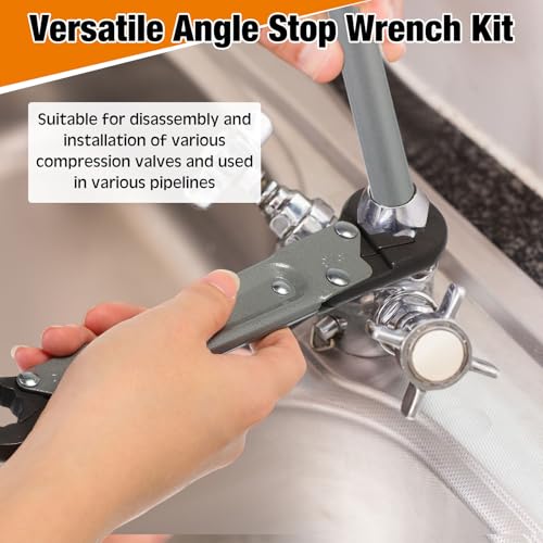 4 Pcs Angle Stop Wrench Kit Plumbing Tool, Olive Ring Removal Tool with Diameter of 1/2", 3/4", Compression Sleeve Puller for 1/2" Compression Fitting, Install Angle Stop Nut (Olive,Grey) - size: Grey, style: Olive
