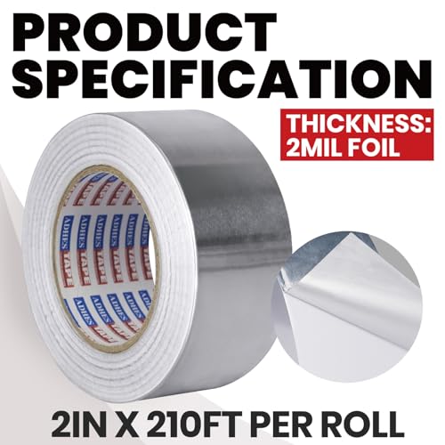 ADHES Heavy Duty Aluminum Foil Tape 2 Inch x 210 Feet(70 Yards) - size: 2in x 70yd