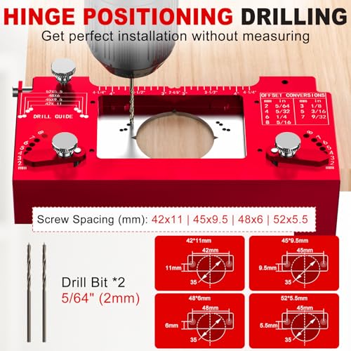 Metal Concealed Hinge Jig with Built-in Screw Hole Guide, Cabinet Hinge Jig