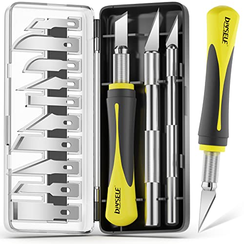 DIYSELF 16-Piece Exacto Knife Set, Craft Knife & Hobby Knife Kit, Precision Knife with Magnetic Storage Case, Exacto Knife for Crafting, Paper, Foam, Vinyl, Models, 3D Printing, Junk Journal Supplies - color: Yellow (16 Pack)