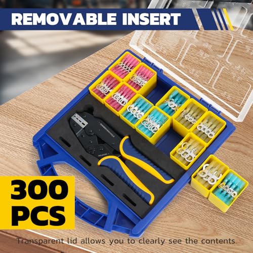 haisstronica 300PCS Heat Shrink Ring Connectors Set, 9" Wire Crimper - size: 300 PCS