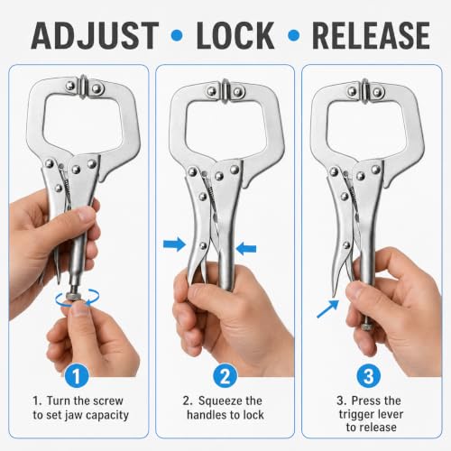 Anxingo 6 Pack 6-Inch Locking C-Clamp Pliers with Swivel Pads - size: 6 × 6"