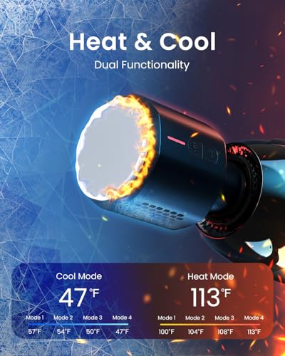 RENPHO Power+ Thermacool Massage Gun with Heat and Cold Head - color: Smoky-black
