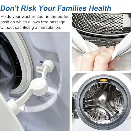 Magnetic Door Prop for Front Load Washer, 360° Adjustable Compact White - color: White