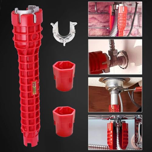 8 in 1 Multifunctional Sink Bathroom Wrench, Wrench Faucet Plumbing Tool, Plumber Sink Wrench Installation Pipe Extractor, Household Water Pipe Faucet Washing Basin Repair Removal Tool