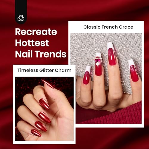 Beetles Red Gel Nail Polish Set, 6 Colors Jelly Gel Polish with Magnet - color: A - Red Jelly | Red Revival