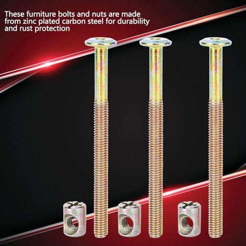 10 Pack M6 x 80mm Bunk Bed Hardware Replacement Kit, Carbon Steel Bed Bolts, Hex Socket Headboard Screws for Wooden Bed Frame, Chair Spare Connector Parts - size: 80mm