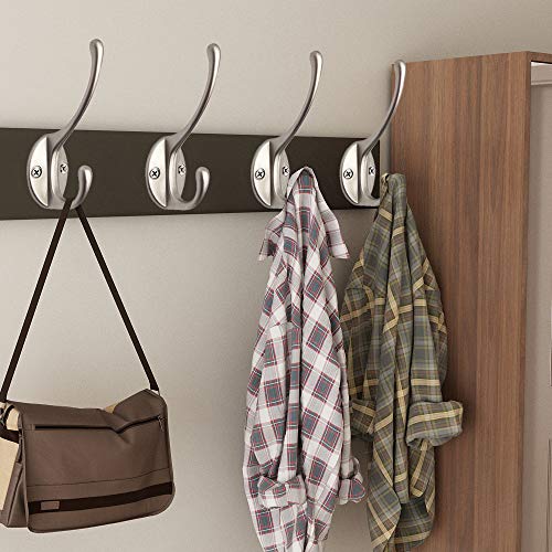 IBosins 10 Pack Silvery Double Coat Hooks Utility Hooks for Coat, Bag, Hat - color: Silvery
