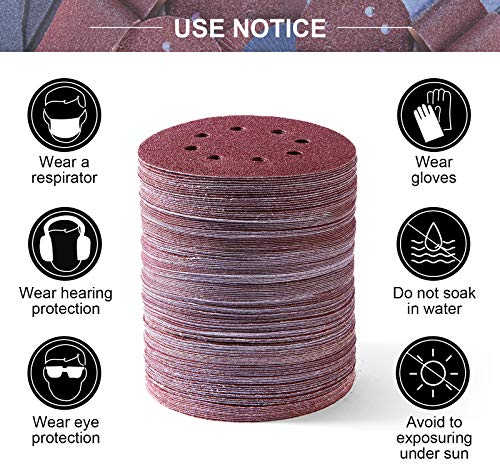 S SATC 150 PCS Sanding Disc 60 80 100 120 150 180 240 320 400 600 Grit Sanding Discs 5 Inch 8 Hole Hook and Loop Sanding Discs for Random Orbital Sander - style: 150PCS 5 Inch Assort Grit