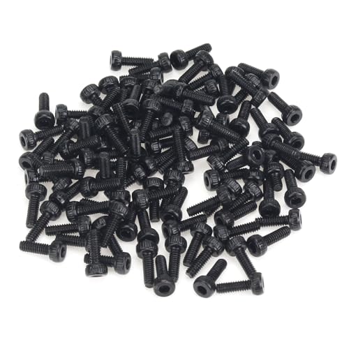 105 Pieces M2 x 6mm Socket Head Cap Screws, Thread Pitch 0.4mm, Sutemribor M2 Black Screws, 12.9 Grade Alloy Steel, Black Oxide Finish, Fully Threaded - size: M2 x 6mm, style: Socket Head