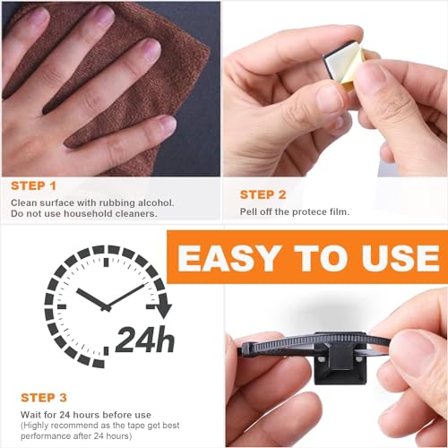 100 Pack 1.1 inch Zip Tie Adhesive Mounts Self Adhesive Cable Tie Base Holders with Multi-Purpose Tie wire clips with screw hole,Anchor stick on wire holder with 8 inch zip ties（White） - color: 100 Pack 1.1" White