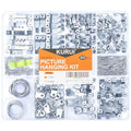 KURUI 303Pcs Picture Hanging Kit, Picture Hangers Assorted Kit with Heavy Duty Wall Hooks, Sawtooth, Picture Wire, D Rings, Hardware Nails, Eye Hooks, Silver Heavy Duty Frame Hooks - size: Silver