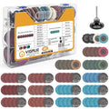 VIGRUE 80PCS 2 Inch Sanding Discs Set, Die Grinder Pad for Drill Die Grinder Accessories with 1/4" Shank Holder for Grind Polish Burr Finish Rust Paint Removal, Quick Change Discs