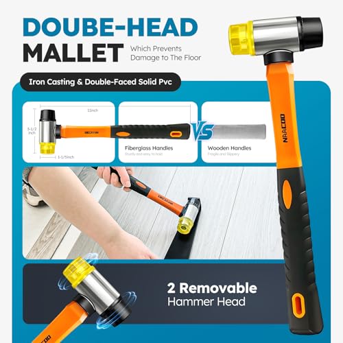 NAACOO Laminate Flooring Tools, Universal 5 in 1 Floor Installation Kit - size: 5PCS Kit