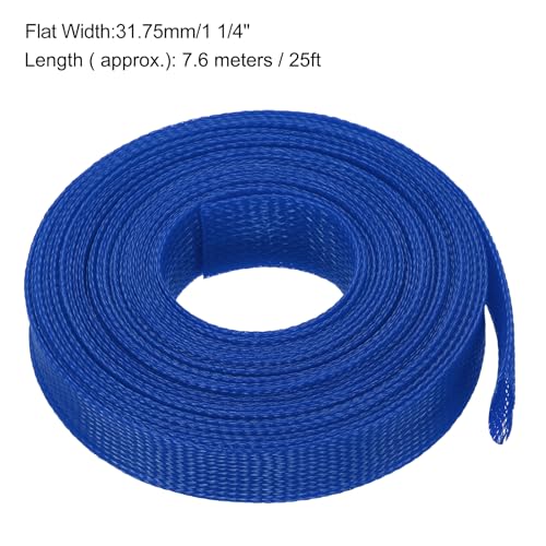 uxcell Expandable Sleeving, 1 1/4-inch 25ft Cable Sleeve, Blue - color: Blue, size: 1 1/4-inch x 25ft