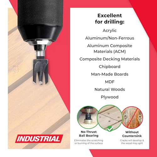 Amana Tool Woodworking Countersink Set, AMS-307, 2-Piece | Carbide Tipped with Adjustable Depth Stop and No-Thrust, No Marring Ball Bearing, with Plug Cutter Pack - style: AMS-307, 2-Pc