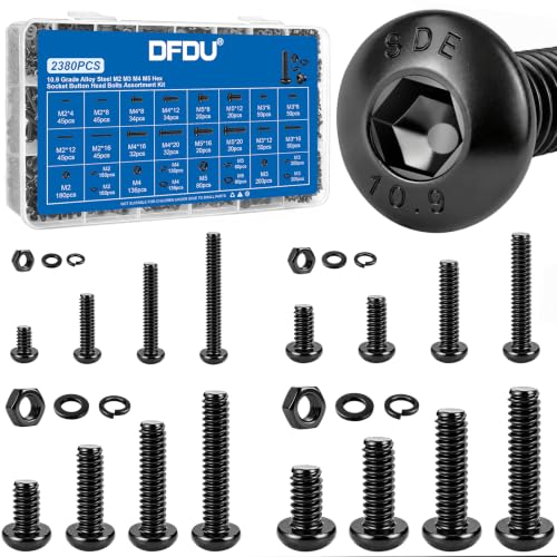 2380PCS Hex Socket Button Head Screws Assortment Kit 10.9 Alloy M2-M5 - size: G10.9 M2M3M4M5 2380PCS
