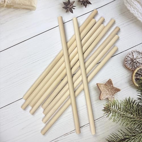 Wooden Dowel Rods Wood Dowels for Crafting 1/2 x 12 Inch, 10 PCS Macrame Wood Rods Round Wooden Sticks for Crafts, Unfinished Birch Hardwood Sticks for Crafts and DIYers, Wands Flags - size: 1/2"×12"-10 PCS