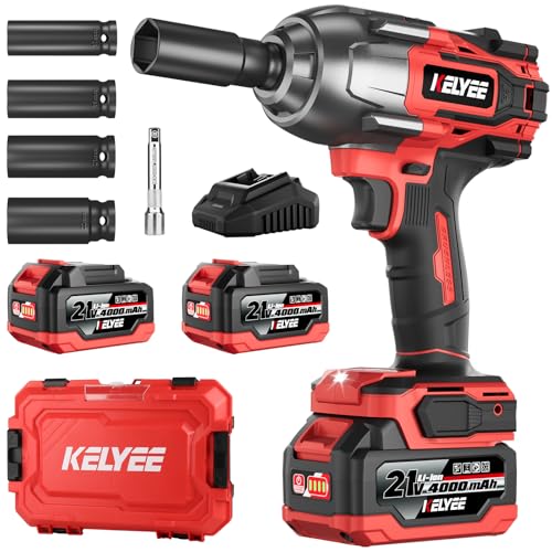 1/2" Cordless Impact Wrench 1107Ft-lbs(1500N.m) with 21V 2 Battery - color: Large