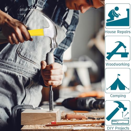 Yellow 11 oz Straight Rip Claw Hammer with Smooth Face Shock Reduction Grip Hammers Tools One Piece Forged Nail Hammer for House DIY