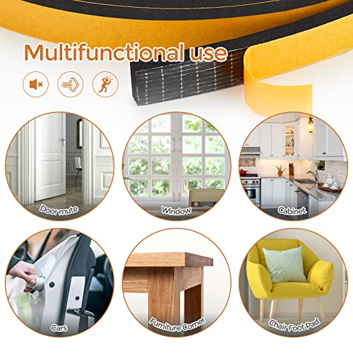 Ravinte Weather Stripping Door Seal, 1/2 x 3/8 Adhesive Foam Tape, 13 FT - color: Black, size: 1/2In x 3/8In x 13Ft