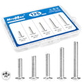 125Pcs Cabinet Pulls Knobs Screws Assortment Kit, M4 x 16/18/20/25/30mm - size: M4 x 0.63/0.71/0.79/0.98/1.18"