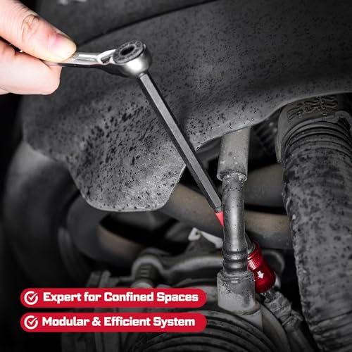 Geinxurn 59Pcs 2-in-1 Dual End T-Handle Ratchet Wrench Set, 72-Tooth 1/4" Reversible Ratchet with Bit Holder, Socket Adapter and 1” Impact Screwdriver Bits (Phillips/Torx/Hex) in Coded Base for Repair - size: 59pcs-DualEnd