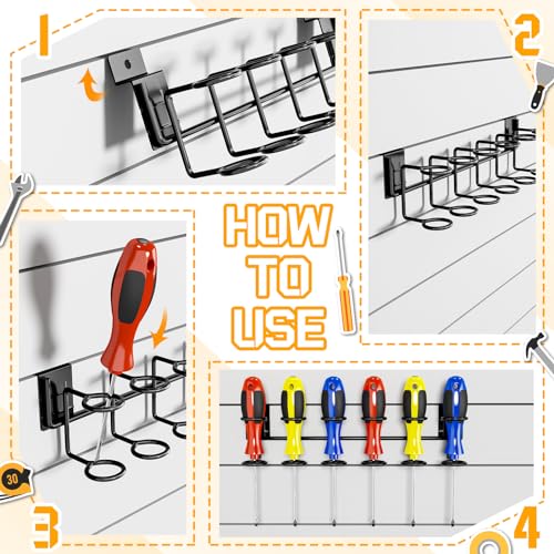 Blulu 2 Pcs Slatwall Screwdriver Holders Slatwall Plier Holders Screw Driver Organizers Screw Driver Hooks and Hangers Accessories for Clothing Home Garage Shop Retail Display