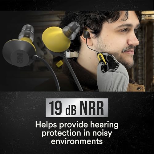 3M WorkTunes Earplugs Hearing Protector, 10-Hour Battery, 3 Ear Tip Sizes