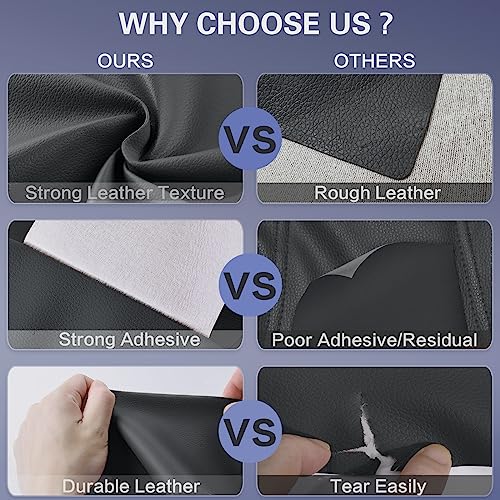 Leather Repair Tape, Self Adhesive Leather Repair Patch Kit Dark Grey - color: Dark Grey, size: 16x 63inch