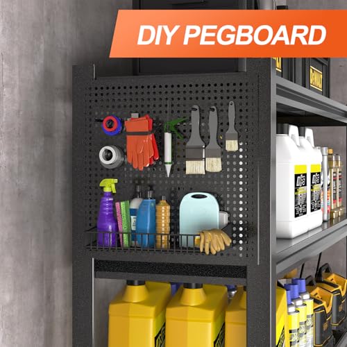Metal Garage Shelving Unit, Heavy Duty Adjustable Industrial Storage Shelves, Steel Storage Rack for Garage, Warehouse, Basement, Black, 72" H x 47.2" W x 23.6" D, 1 Pack - size: 72"H x 47.2"W x 23.6"D