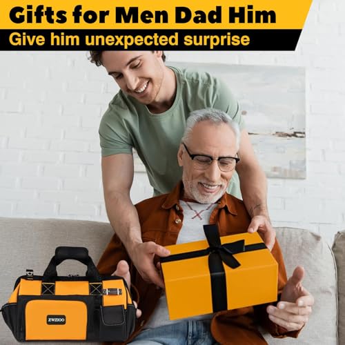 Fathers Day Gift for Husband Dad Men, 16 Inch Heavy Duty Tool Bag, Fathers Day Gift from Daughter Wife Son, Anniversary Birthday Gifts for Men Him, Portable Tool Organization for Mechanic Electrician