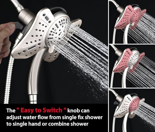 GRICH Shower Head with Handheld Spray - Dual High Pressure Showerhead - color: Nickel, size: 1.8 GPM