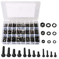 512PCS M3 M4 M5 Metric Bolt Assortment Kit, Grade 8.8 Carbon Steel Flat Hex Head Screws Bolts and Nuts Kit, Lock and Flat Gasket Washers Assortment Kit Includes 12 Most Common Sizes(Black) - size: E. M3 M4 M5