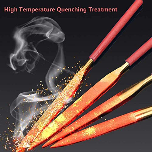 10Pcs Mini Diamond Needle File Set Jewelers Hand Files Tool Kit for Metal Ceramic Stone Jewelry Rough Carving Glass Filing, 140mm/5.1" Length - size: 3*140mm(A)