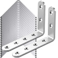 25Pcs Stainless Steel Angle Brackets 3”x 5” Heavy Duty Corner Brackets | MM Thick L Bracket for Wood 5in Stainless Corner Braces 90 Degree Metal Joint Hardware for Shelves Wooden Furniture Cabinet - size: Silver-5x3 Inch