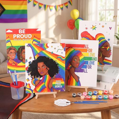 Sherr 140 Pcs 20 Set Pre Drawn Canvas Painting Kit, Pride Month - style: Pride Month