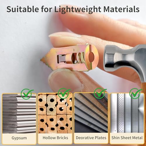 100Pcs Self Drilling Drywall Anchors and Screws Kit, Steel Wall Anchors and Screws for Heavy Duty, No Drill or Holes in Sheetrock Expansion Anchors - size: 0.47x1.18 inches