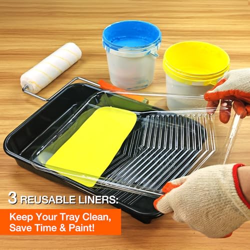 18 Pcs Paint Roller Kit - 9" & 4" Paint Roller with Paint Tray - color: 18 Pack, 9" & 4" roller