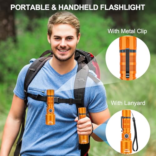 Rechargeable Flashlights High Lumens,Super Bright Small Powerful Flashlight - color: Orange