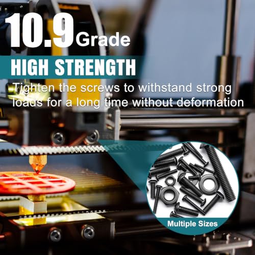 mxuteuk 3032PCS Machine Screws Assortment Kit,#6#8#10 M2 M3 M4 M5 SAE & Metric Screws Assortment Kits,10.9 Alloy Steel Hex Socket Button Head Bolts Nuts Washers Set Suitable for 3D Printer,DIY - size: 3032PCS #6#8#10 & M2-M5