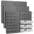 Pegboard Organizer Kit,6 Pack 14.76x10.82 in Metal Panels with 6 Bins, Gray - color: Gun gray, size: 14.76"x10.82"- 6 Pcs